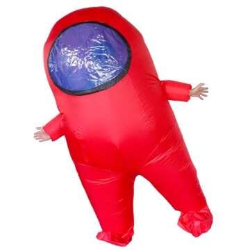 MXoSUM Impostor Inflatable Costume for Adult Funny Halloween Spacesuit Costume Astronaut Figures for Adult Game Fans