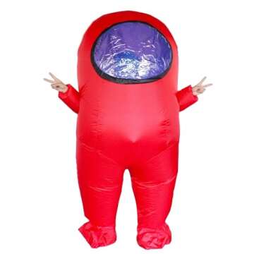 MXoSUM Impostor Inflatable Costume for Adult Funny Halloween Spacesuit Costume Astronaut Figures for Adult Game Fans