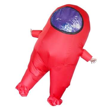 MXoSUM Impostor Inflatable Costume for Adult Funny Halloween Spacesuit Costume Astronaut Figures for Adult Game Fans
