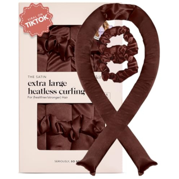 Kitsch Satin XL Jumbo Hair Rollers for Overnight Curls - Heatless Curling Set With Headband and Soft...