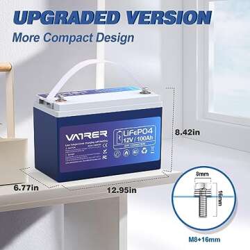 12.8V 100AH Bluetooth LiFePO4 Lithium Battery with Self-Heating, Built-in 100A BMS, Low Temp Cutoff,...