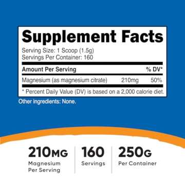 Nutricost Magnesium Citrate Powder (Unflavored, 250 Gram)