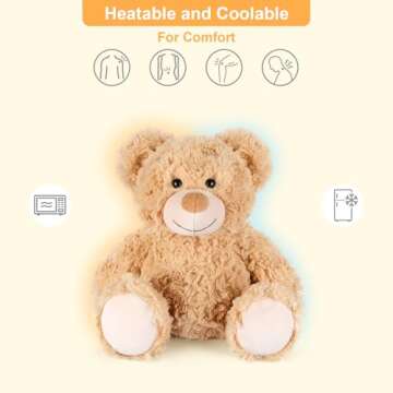 SuzziPals Teddy Bear Stuffed Animals, Microwavable Stuffed Animal Heating Pads for Heat Therapy, Stress Relief Toy for Anxiety, Cuddle, Companion, Bear Plush Gifts for Girls Boys Adults