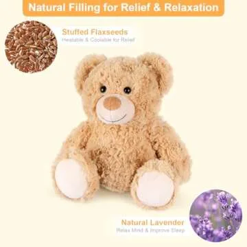 SuzziPals Teddy Bear Stuffed Animals, Microwavable Stuffed Animal Heating Pads for Heat Therapy, Stress Relief Toy for Anxiety, Cuddle, Companion, Bear Plush Gifts for Girls Boys Adults