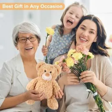 SuzziPals Teddy Bear Stuffed Animals, Microwavable Stuffed Animal Heating Pads for Heat Therapy, Stress Relief Toy for Anxiety, Cuddle, Companion, Bear Plush Gifts for Girls Boys Adults