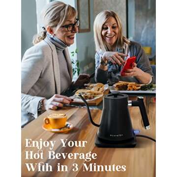 ECORELAX Gooseneck Electric Kettle, Pour Over Coffee and Tea Kettle, 100% Stainless Steel Inner with...
