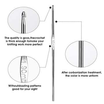 Cobee Crochet Hooks Set Steel - 12 Pieces of Small Size Latch Hook Crochet Needle Set 0.6 mm to 1.9 mm Sweater Scarf Clothing Knitting Crochet Tool Single Pointed Knitting Needles Kit for Beginners