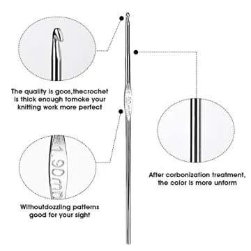Cobee Crochet Hooks Set Steel - 12 Pieces of Small Size Latch Hook Crochet Needle Set 0.6 mm to 1.9 mm Sweater Scarf Clothing Knitting Crochet Tool Single Pointed Knitting Needles Kit for Beginners