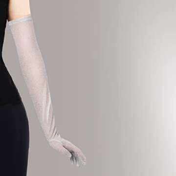 BABEYOND Long Opera Party 20s Glitter Gloves Stretchy Adult Size Elbow length Mesh Gloves