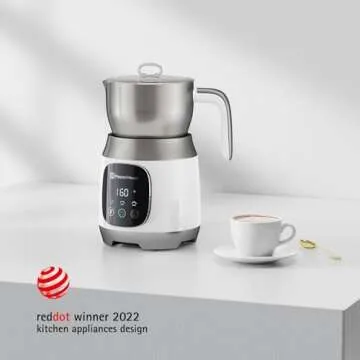 Maestri House Milk Frother, Variable Temp and Froth Thickness Frother and Steamer, 21OZ/600ML Smart Touch Control Milk Warmer, Dishwasher Safe, Memory Function for Latte Cappuccino, Hot Chocolate