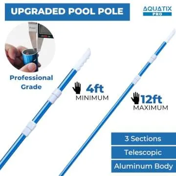 Aquatix Pro 12ft Swimming Pool Telescopic Maintenance Pole