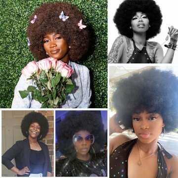 G&T Wig 70's Afro Curly Wigs for Black Women Glueless Wear and Soft Black Afro Wigs Large Bouncy and Soft Natural Looking Full Wigs for Daily Party Cosplay Costume Halloweeen(1B)
