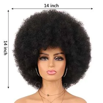 G&T Wig 70's Afro Curly Wigs for Black Women Glueless Wear and Soft Black Afro Wigs Large Bouncy and Soft Natural Looking Full Wigs for Daily Party Cosplay Costume Halloweeen(1B)