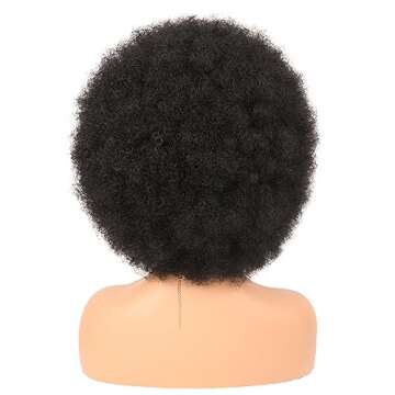 G&T Wig 70's Afro Curly Wigs for Black Women Glueless Wear and Soft Black Afro Wigs Large Bouncy and Soft Natural Looking Full Wigs for Daily Party Cosplay Costume Halloweeen(1B)