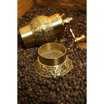 Handmade Sozen Pepper Grinder Manual Brass Mill Istanbul Crafted 4.7", Portable Stainless Steel Conical Burr Pepper Mill, Portable Hand Crank Turkish Pepper Grinder, Sozen Pepper Grinder