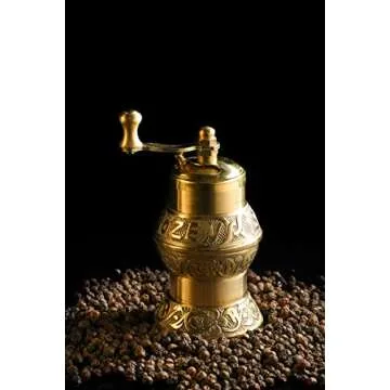 Handmade Sozen Pepper Grinder Manual Brass Mill Istanbul Crafted 4.7", Portable Stainless Steel Conical Burr Pepper Mill, Portable Hand Crank Turkish Pepper Grinder, Sozen Pepper Grinder