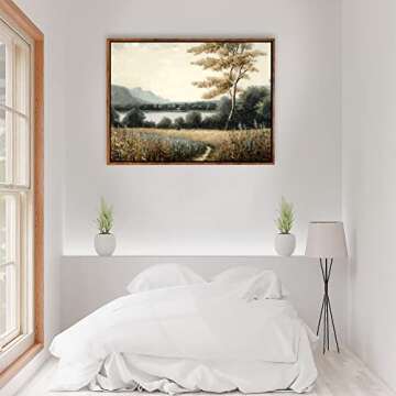 DorDor & GorGor, Canvas Wall Art, Retro country impressionist oil painting landscape, Print Canvas Painting, Picture Decorations for Home Decor Gift Stretched and Framed -a, 12x16