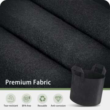 GreatBuddy 12-Pack Grow Bags 5 Gallon, Thick Fabric Planter Bags for Vegetables, Sturdy Handles & Reinforced Stitching, Labels Included, Black