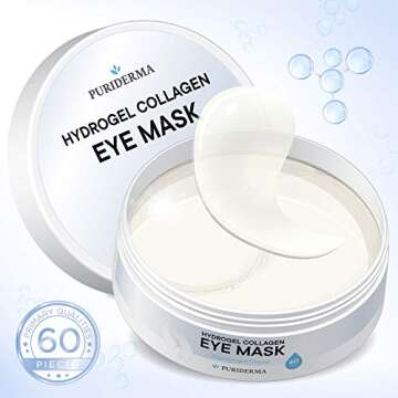 Puriderma Hydrogel Collagen Eye Masks – Collagen Anti-Aging Under Eye Patches, Reduce Wrinkles, Fi...