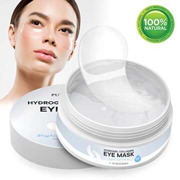 Puriderma Hydrogel Collagen Eye Masks – Collagen Anti-Aging Under Eye Patches, Reduce Wrinkles, Fine Lines, Puffiness, Crow's Feet, Dark Circles