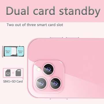 Hipipooo Mini Smartphone 4G Unlocked 3.0 Inch Android Quad Core Dual Sim Face ID Premium Child Phone 2600mAh Kids Small Mobile Phone Student Pocket Cellphone (Dream Pink,2GB+16GB)