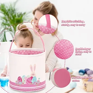 LessMo Easter Bunny Basket for Kids, Customizable and Cute