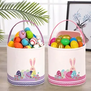 LessMo Easter Bunny Basket for Kids, Customizable and Cute