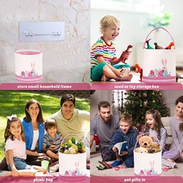 LessMo Easter Bunny Basket for Kids, Customizable and Cute