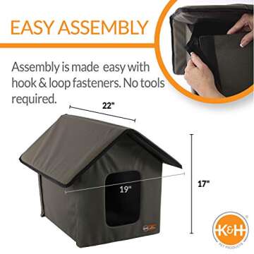 K&H Pet Products Outdoor Kitty House - Outdoor Cat House (unheated) Cat Shelter Olive/Olive 19 X 22 ...