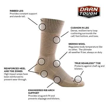 DARN TOUGH Tactical Midweight Boot Sock - Comfort Guaranteed