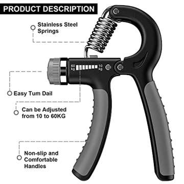 ALMAH Grip Strength Trainer (2Pack), Hand Grip Strengthener, Forearm Strengthener Adjustable Resistance 22-132 Lbs, Hand Gripper for Injury Recovery Athletes