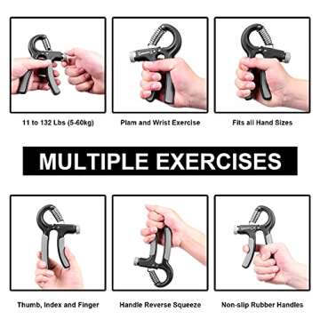 ALMAH Grip Strength Trainer (2Pack), Hand Grip Strengthener, Forearm Strengthener Adjustable Resistance 22-132 Lbs, Hand Gripper for Injury Recovery Athletes