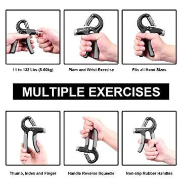 ALMAH Grip Strength Trainer (2Pack), Hand Grip Strengthener, Forearm Strengthener Adjustable Resistance 22-132 Lbs, Hand Gripper for Injury Recovery Athletes