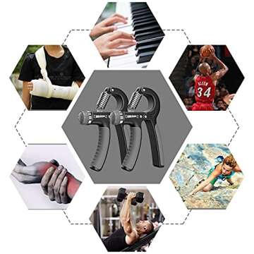 ALMAH Grip Strength Trainer (2Pack), Hand Grip Strengthener, Forearm Strengthener Adjustable Resistance 22-132 Lbs, Hand Gripper for Injury Recovery Athletes