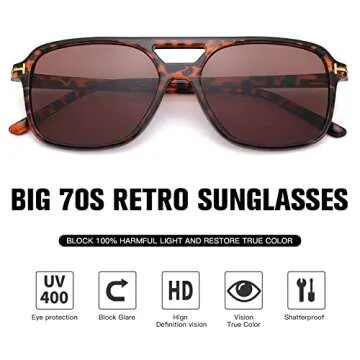 Retro Brown Sunglasses with UV400 Protection for All
