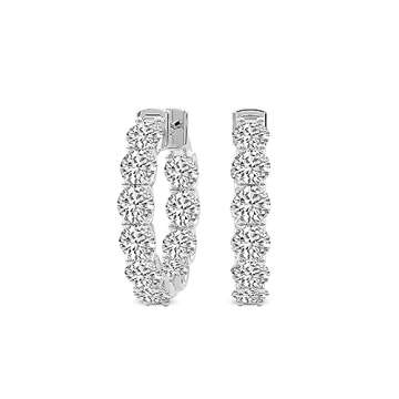 Lab Grown Diamond Hoop Earring | 2 Carat IGI Certified Round Shape Sirena Diamond Hoop Earrings | Platinum| Prong Setting | FG-VS1-VS2 Quality | Friendly Diamonds