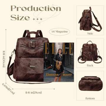 ROOSALANCE Backpack Purse for Women, Women Backpack Purse Small Leather Waterproof Anti-theft Should...