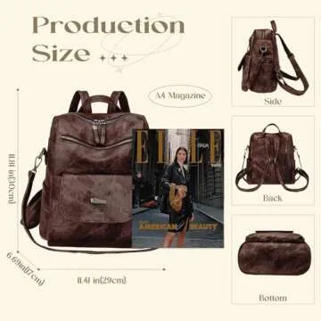 ROOSALANCE Backpack Purse for Women, Women Backpack Purse Small Leather Waterproof Anti-theft Should...