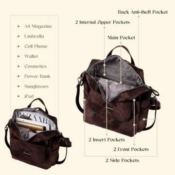 ROOSALANCE Backpack Purse for Women, Women Backpack Purse Small Leather Waterproof Anti-theft Shoulder Bags Handbags, Fashion Ladies Backpack for Daily Travel Work (Coffee)