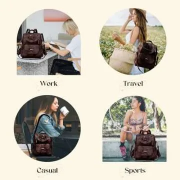 ROOSALANCE Backpack Purse for Women, Women Backpack Purse Small Leather Waterproof Anti-theft Shoulder Bags Handbags, Fashion Ladies Backpack for Daily Travel Work (Coffee)