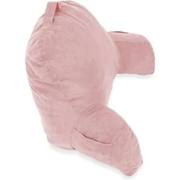 Deluxe Comfort Microsuede Bed Rest - Backrest Pillow with Arms - Bed Rest Pillow - Reading Bedrest Lounger - Sitting Support Pillow - Soft But Firmly-Stuffed Fiberfill - Reading Pillow, Pink