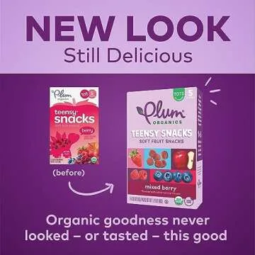 Plum Organics Teensy Snacks Soft Fruit Snacks - Mixed Berry - 0.35 oz Bags (Pack of 5) - Organic Toddler Food Fruit Snacks