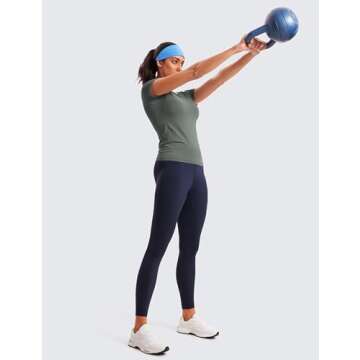 CRZ YOGA Seamless Workout Tops for Women Short Sleeve Athletic Tees Breathable Gym Running Yoga Shirts Grey Sage Medium