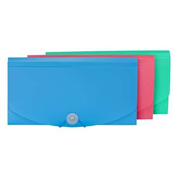 C-Line 13-Pocket Poly Expanding File, 10 x 5 Inches, Junior Size for Receipts and Checks, Includes Tabs, 1 File, Color May Vary (58710)