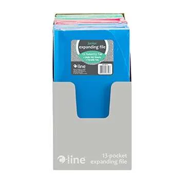 C-Line 13-Pocket Poly Expanding File, 10 x 5 Inches, Junior Size for Receipts and Checks, Includes Tabs, 1 File, Color May Vary (58710)