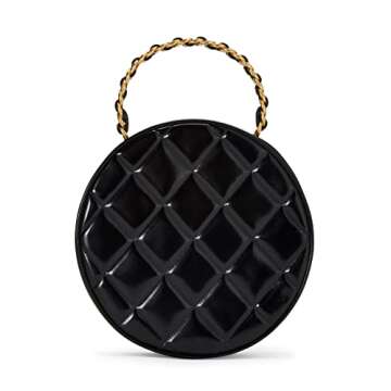 Chanel, Pre-Loved Black Patent Leather Round 'CC' Handbag, Black