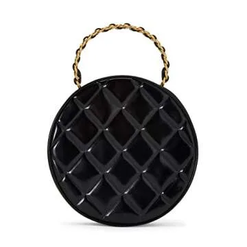 Chanel, Pre-Loved Black Patent Leather Round 'CC' Handbag, Black