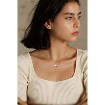 S.Leaf Cross Necklace for Women Gold Diamond Cross Necklaces for Women Sterling Silver Cross Pendant...