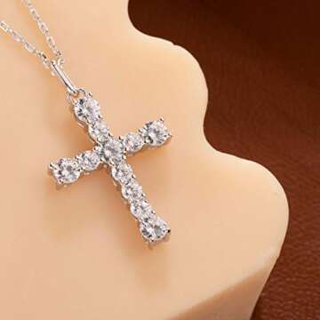 S.Leaf Cross Necklace for Women Gold Diamond Cross Necklaces for Women Sterling Silver Cross Pendant Necklaces for Women Birthday Anniversary