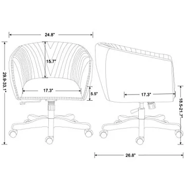 Guyou Retro Barrel Leather Office Chair with Wood Base